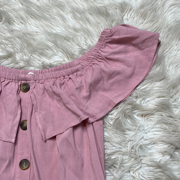 Charming Charlie Pink button down off the shoulder dress size medium - Picture 4 of 10